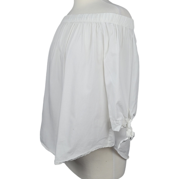 AMBIANCE Top Blouse Off The Shoulder 3/4 Sleeve Whit3 Sz Large - Picture 2 of 8